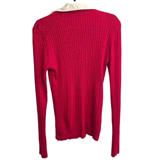 LAUREN Ralph Lauren Silk Cashmere Cable Knit Sweater Red Champagne L soft comfy - Picture 2 of 8